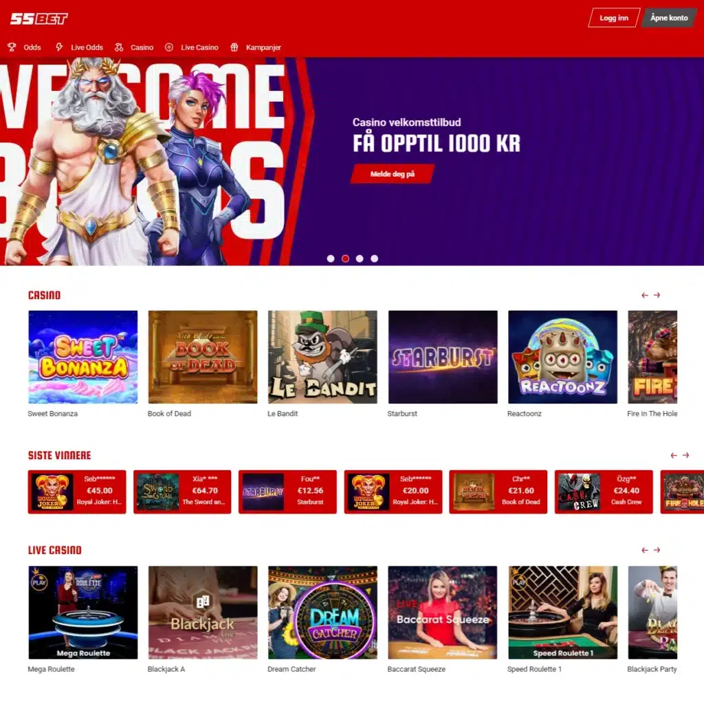 55BET Casino forside