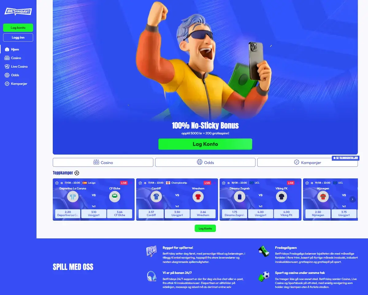 BetFriday Casino forside