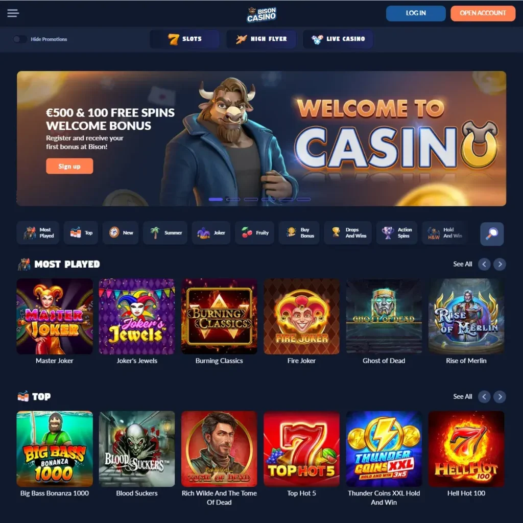 Bison Casino forside