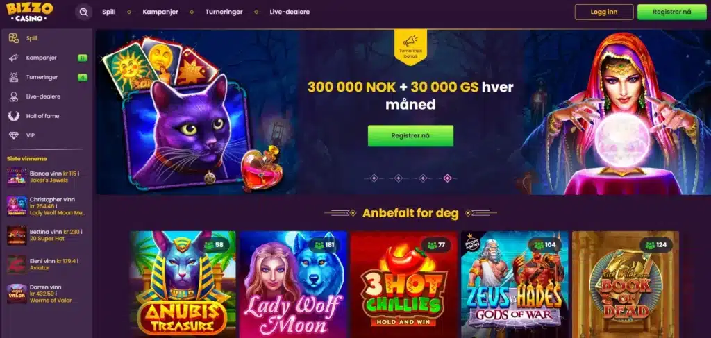 Bizzo Casino forside