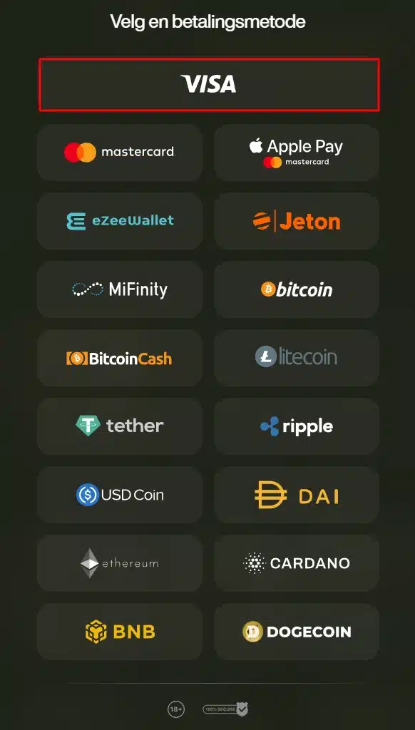  Cashwin Casino Betalingsmetoder