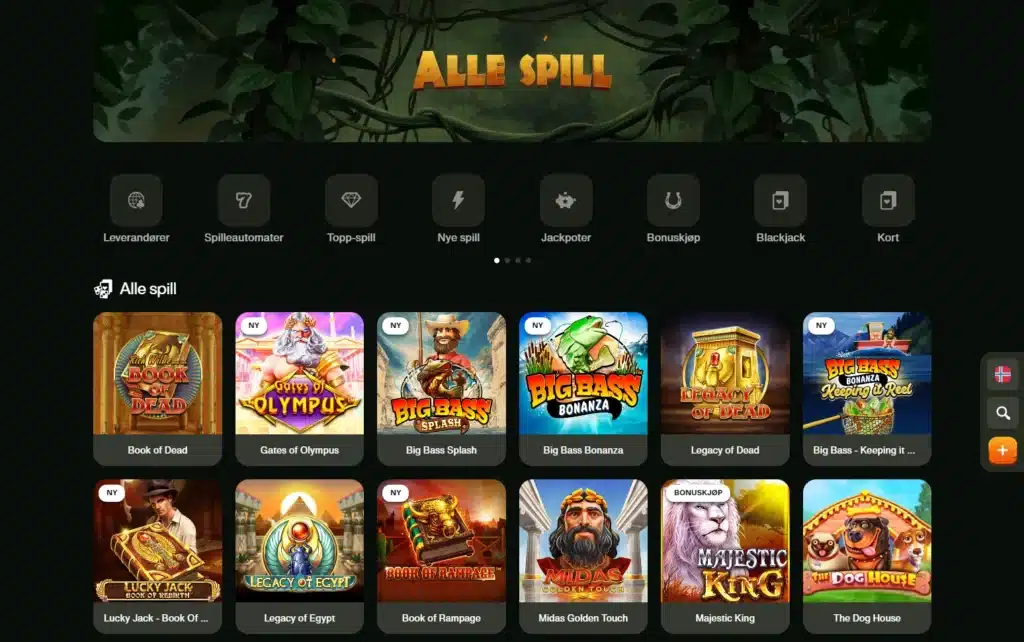 CashWin Spillopplevelse spillutvalg