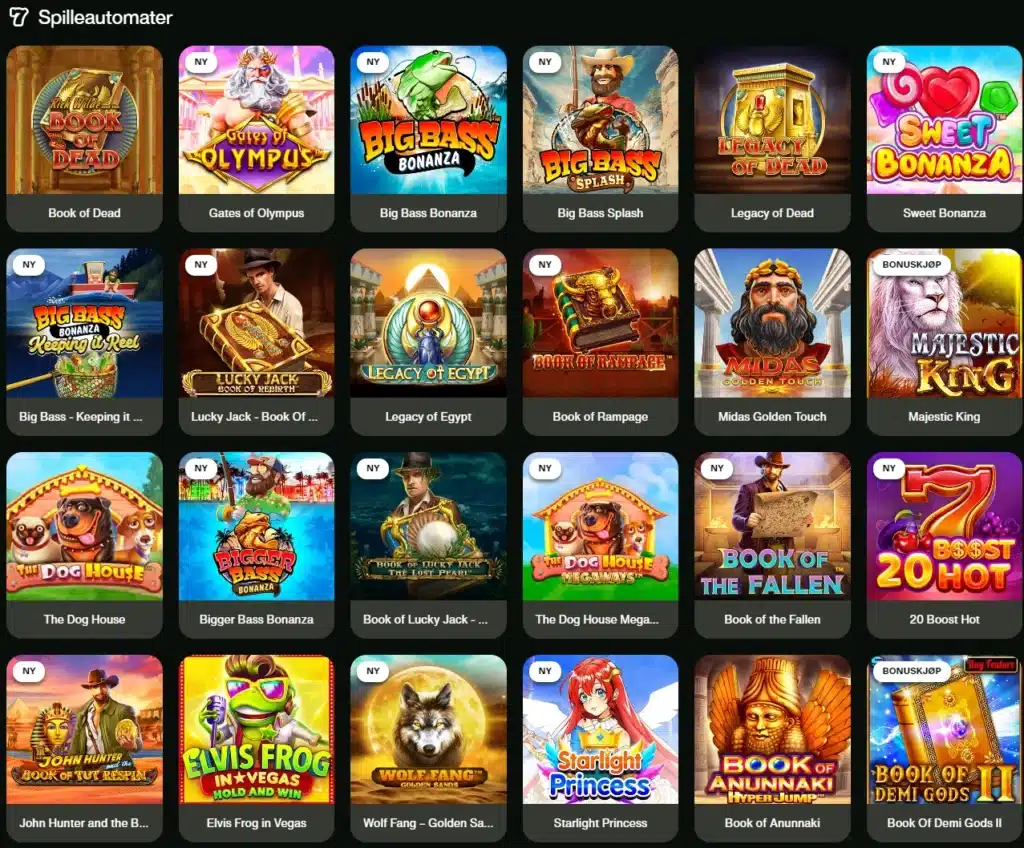 CashWin Spillopplevelse spillutvalg Spillautomater