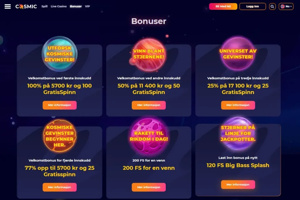 Cosmic Slot Casino - Bonuser