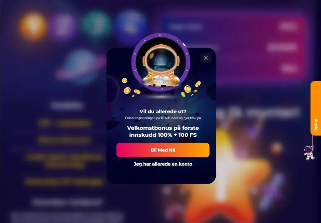 Cosmic Slot Casino - Registrering
