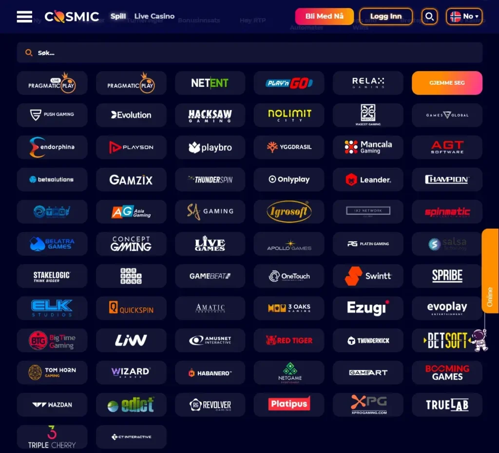 Cosmic-Slot-Casino-Spillleverandorer