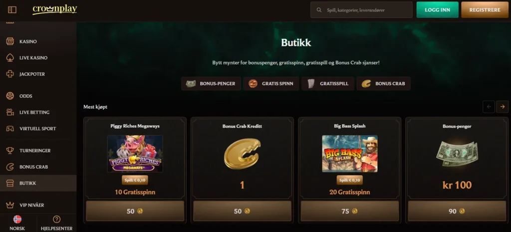 butikk crownplay casino