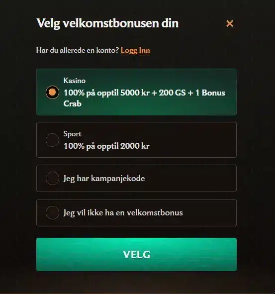 registrer konto på crownplay