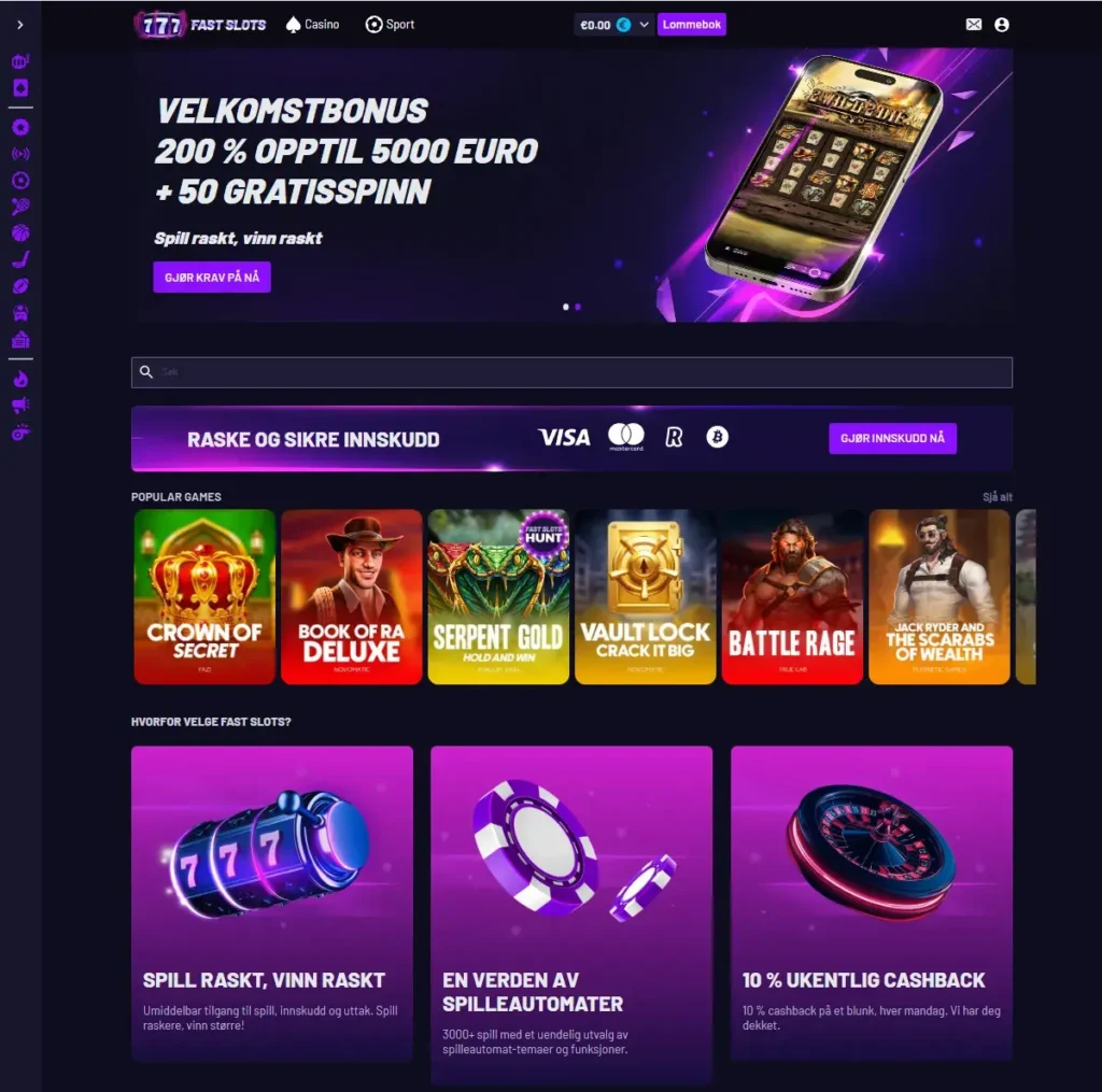 Fastslots Casino forside