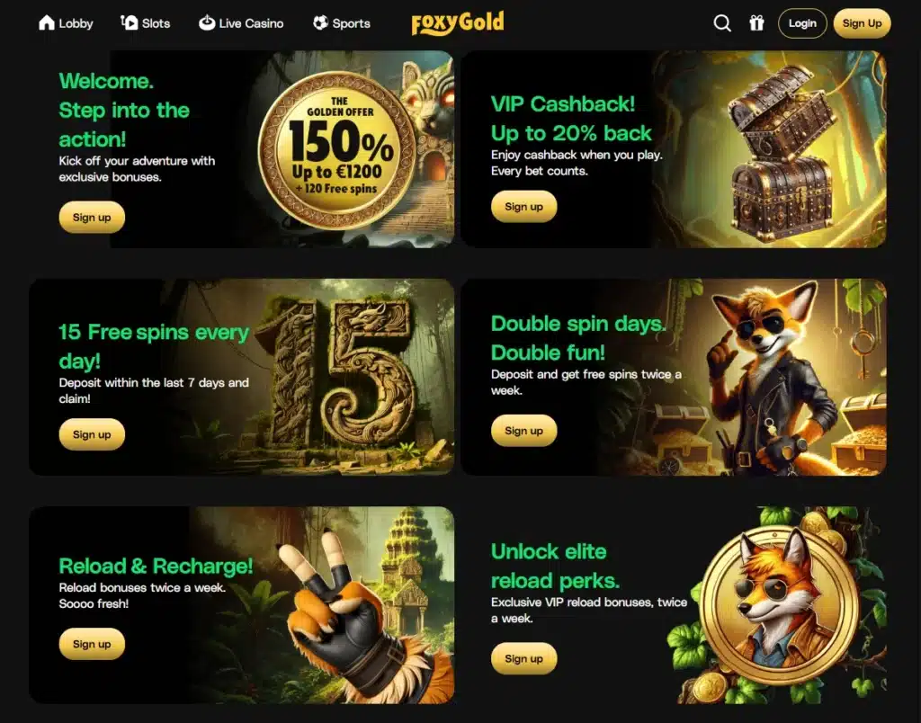 FoxyGold Casino Flere Foxy Bonustilbud