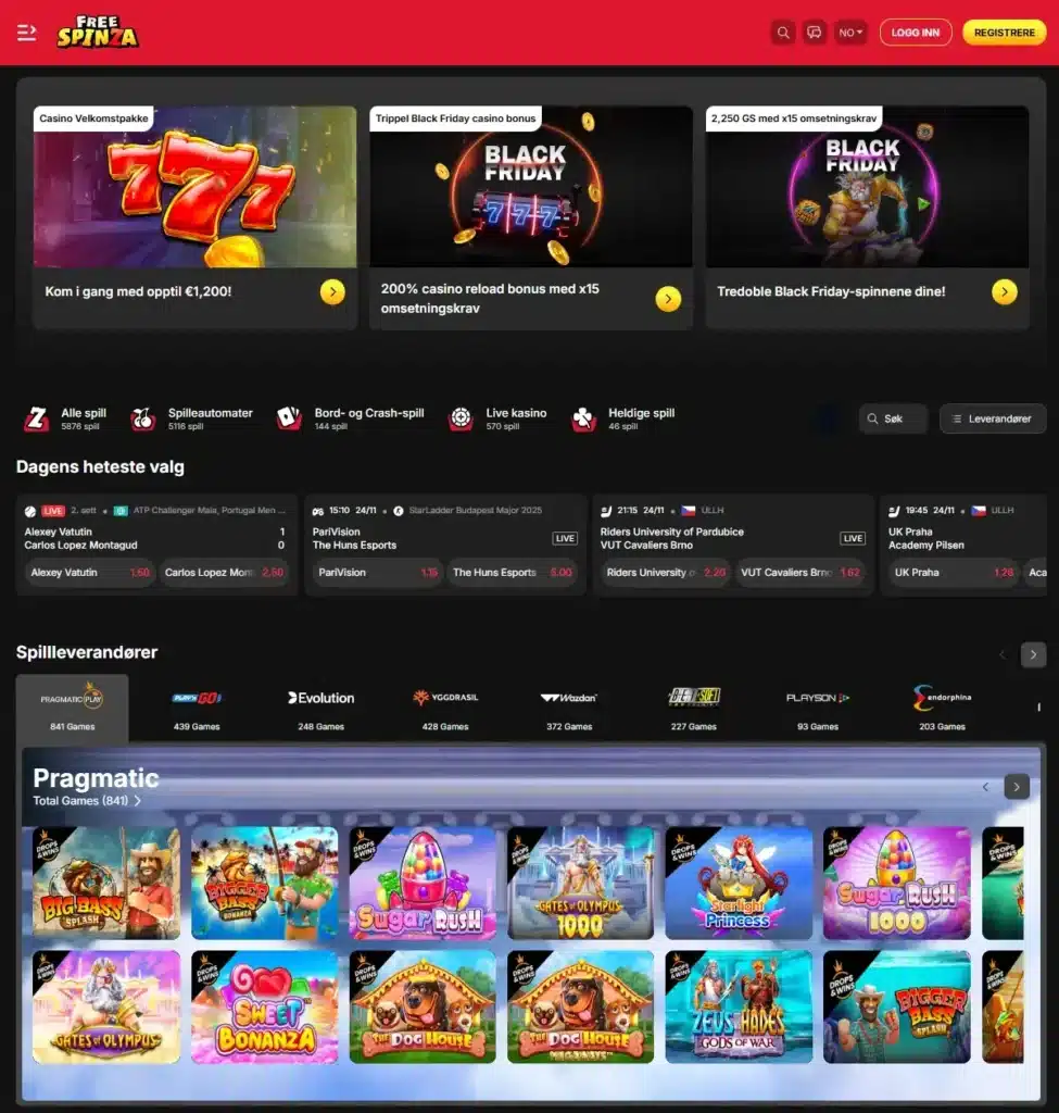 FreeSpinza Casino forside