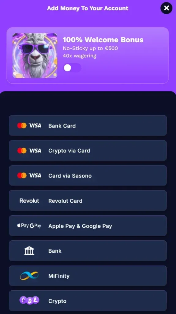 Goatz Casino Betalninger uten bonus