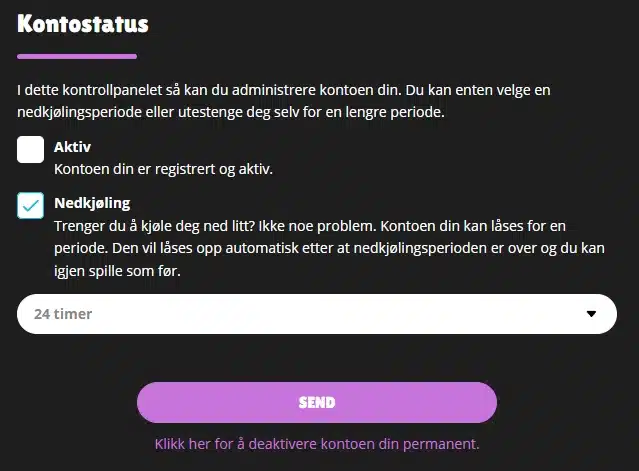 Hey casino ansvarlig spilling nedkjoling