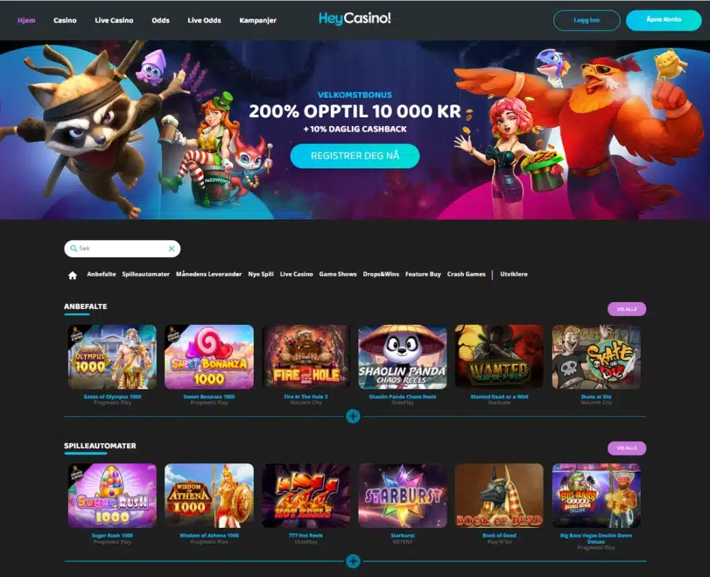 Hey Casino forside