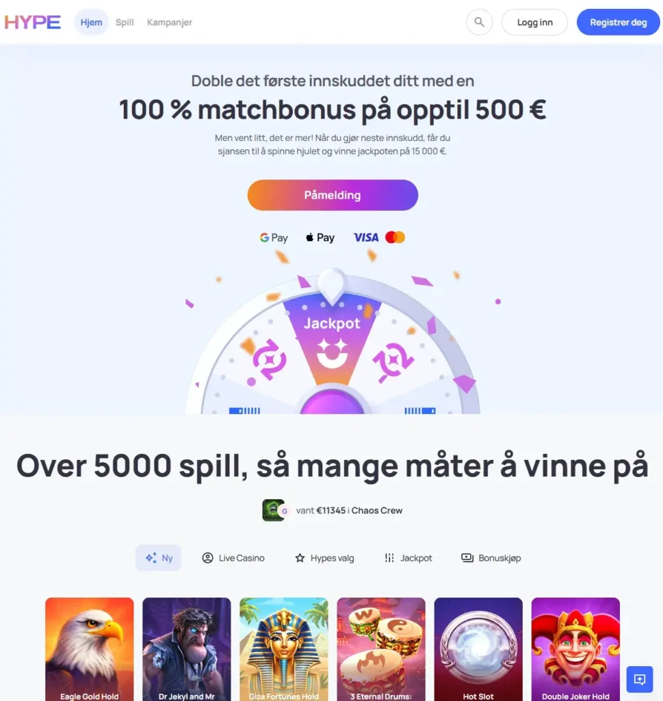 Hype Kasino forside