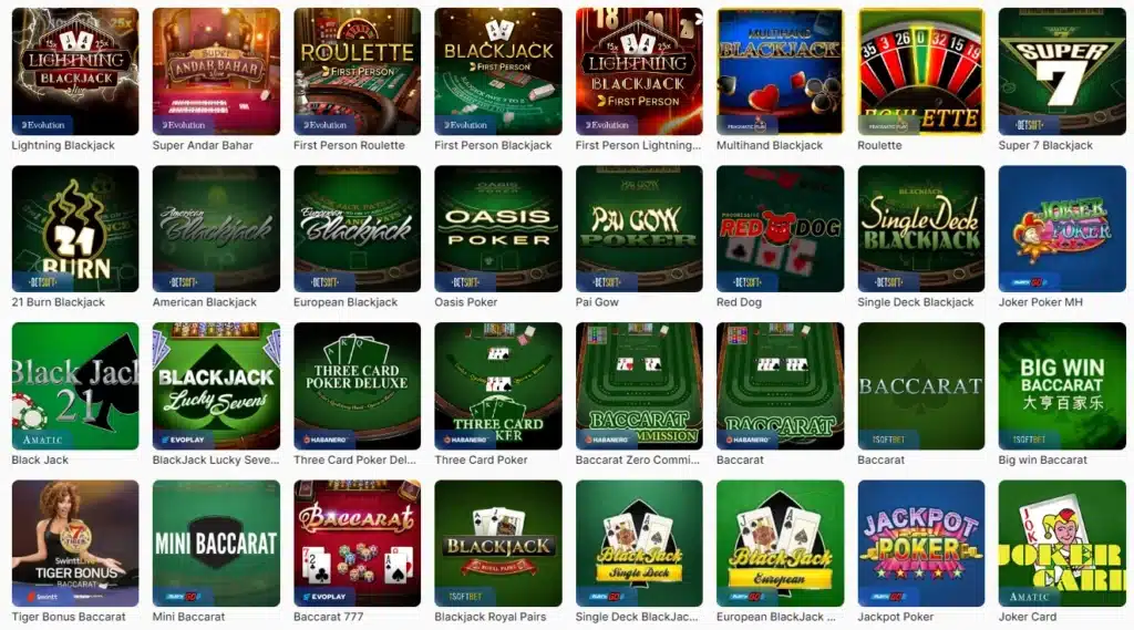 Bordspill hos Ice Casino