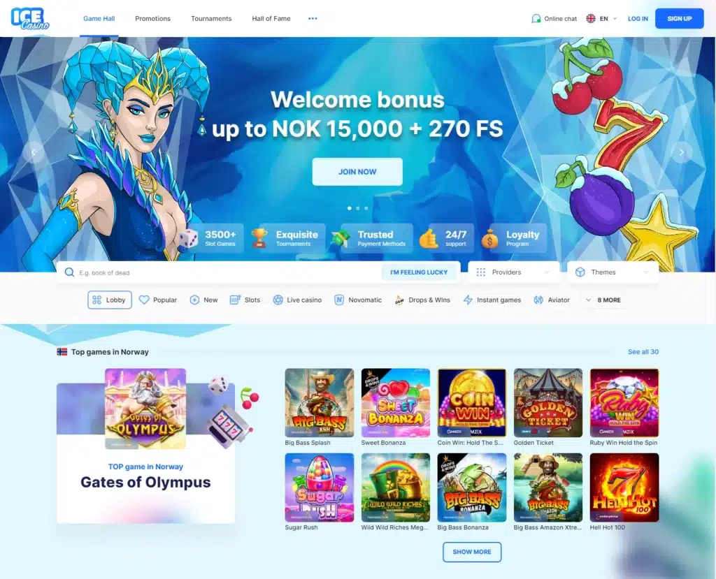 Ice Casino forside