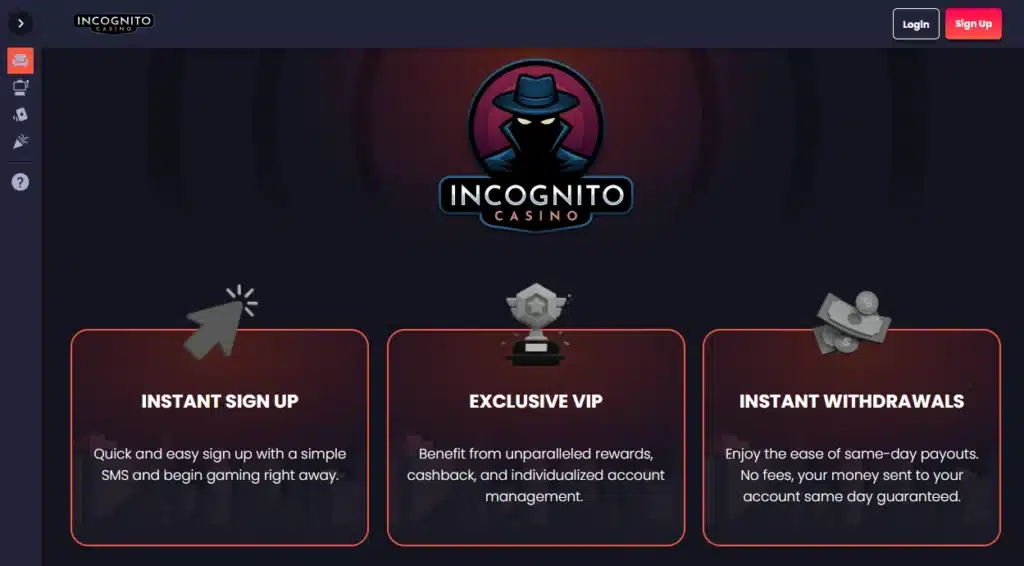 Incognito Casino forside