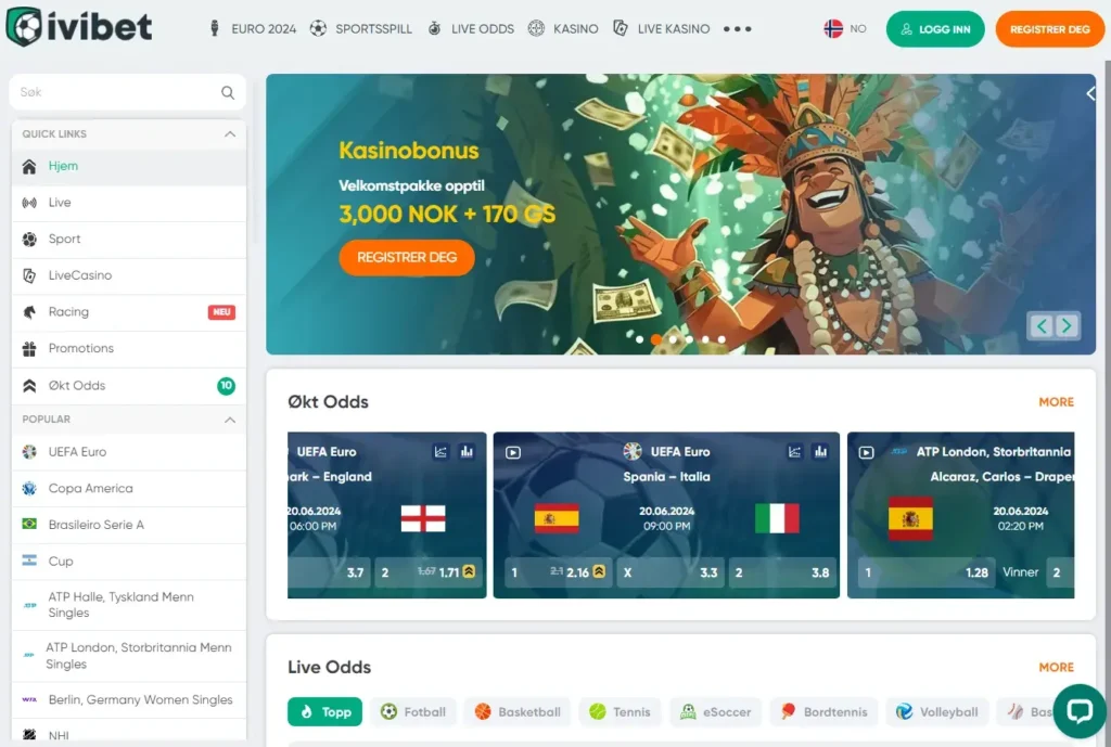 Ivibet Casino forside