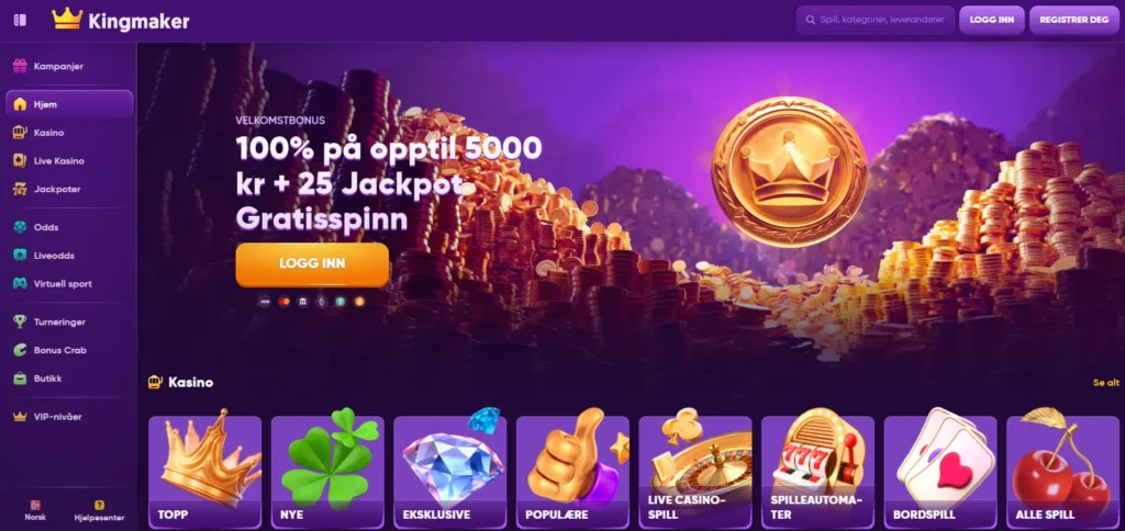 Kingmaker Casino forside