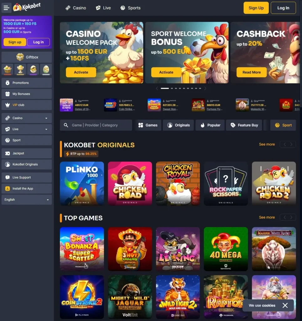 KoKoBet Casino forside