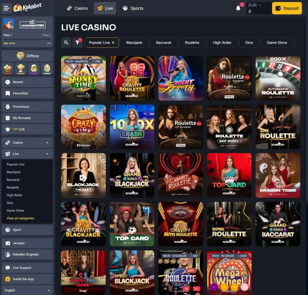 Kokobet Casino Live casino