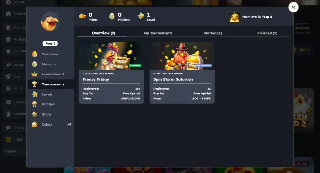 Kokobet Casino VIP Turneringer