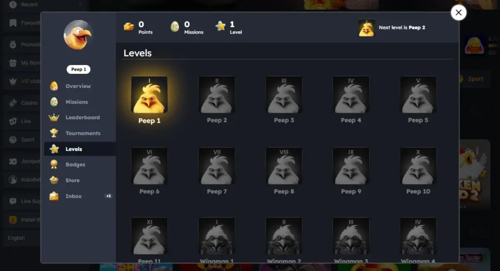 Kokobet Casino VIP levels
