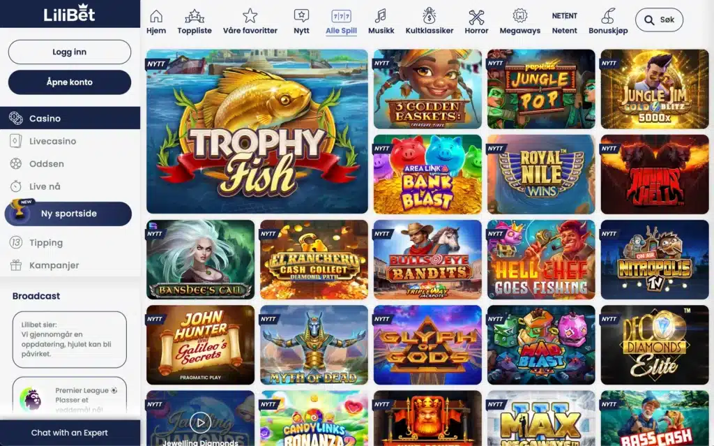 Lilibet Casino Spilleautomater lobby
