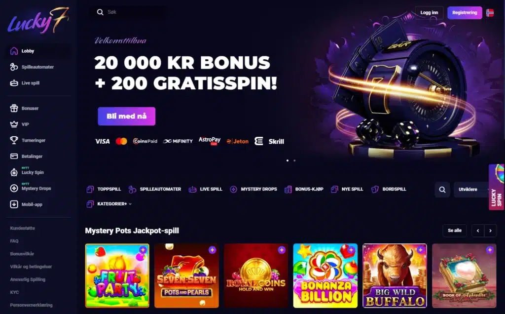 Lucky7 Casino forside