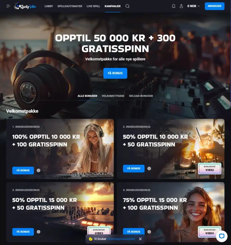 LuckyVibes Casino forside