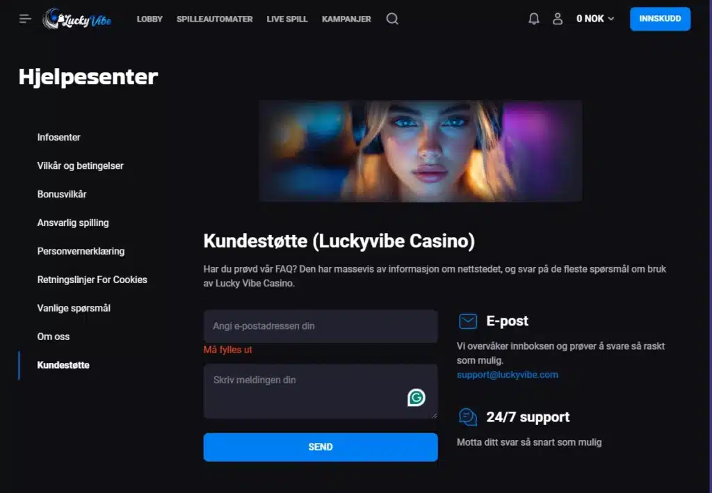 LuckyVibes Casino Kundestotte