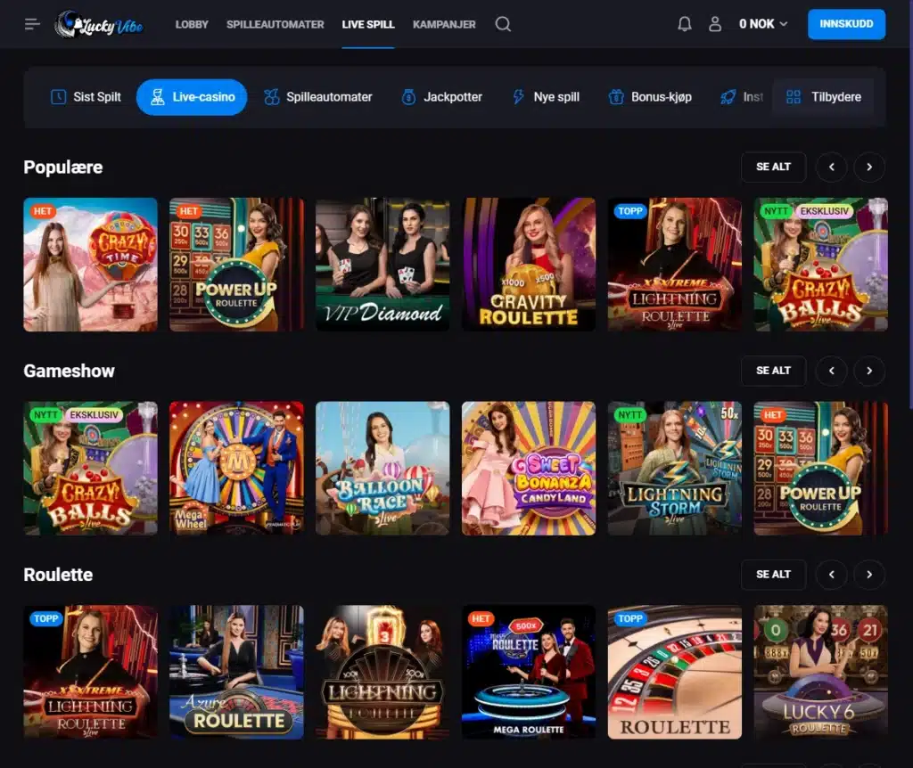 LuckyVibes Casino Live Casinospill