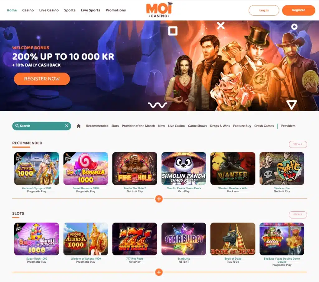 Moi Casino forside