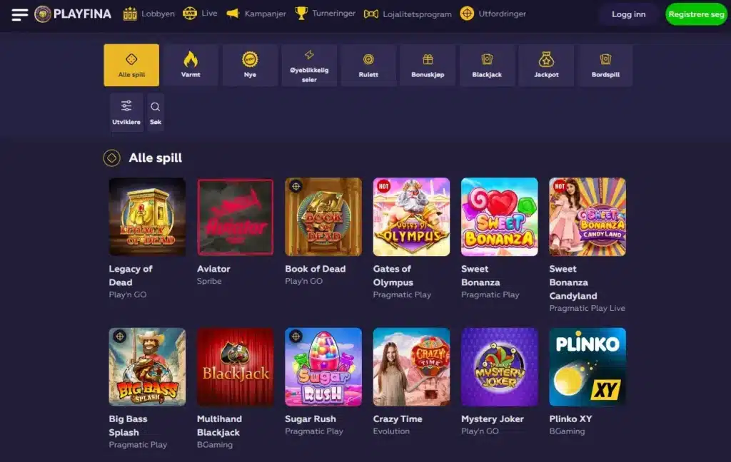 playfina casinospill