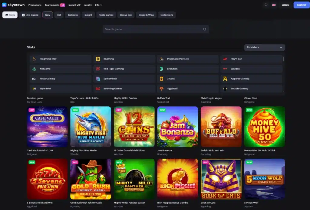 SkyCrown Casino Spilleautomater Lobby