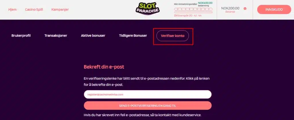 Slot Paradise Casino Betalingsmetoder Uttak
