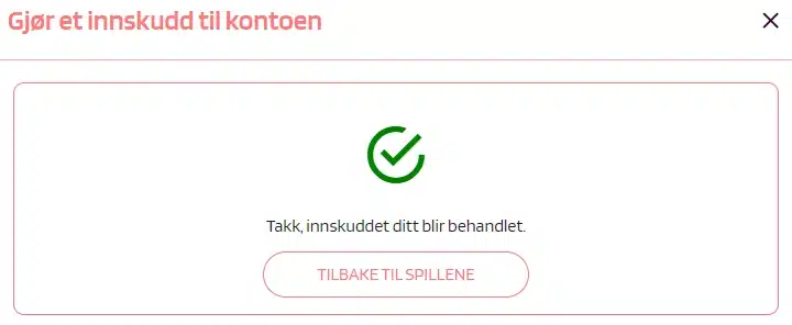 Slot Paradise Casino Betalingsmetoder "Innskudd med VISA"