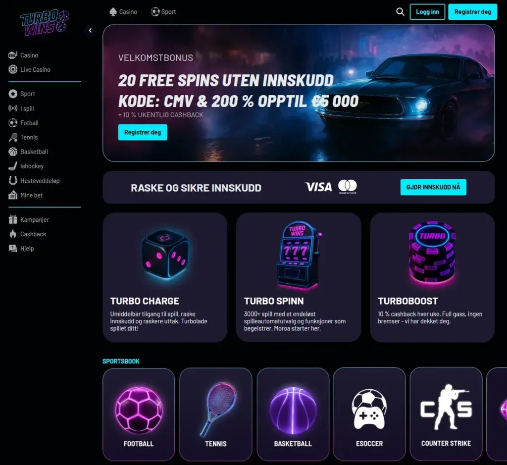 TurboWins Casino forside