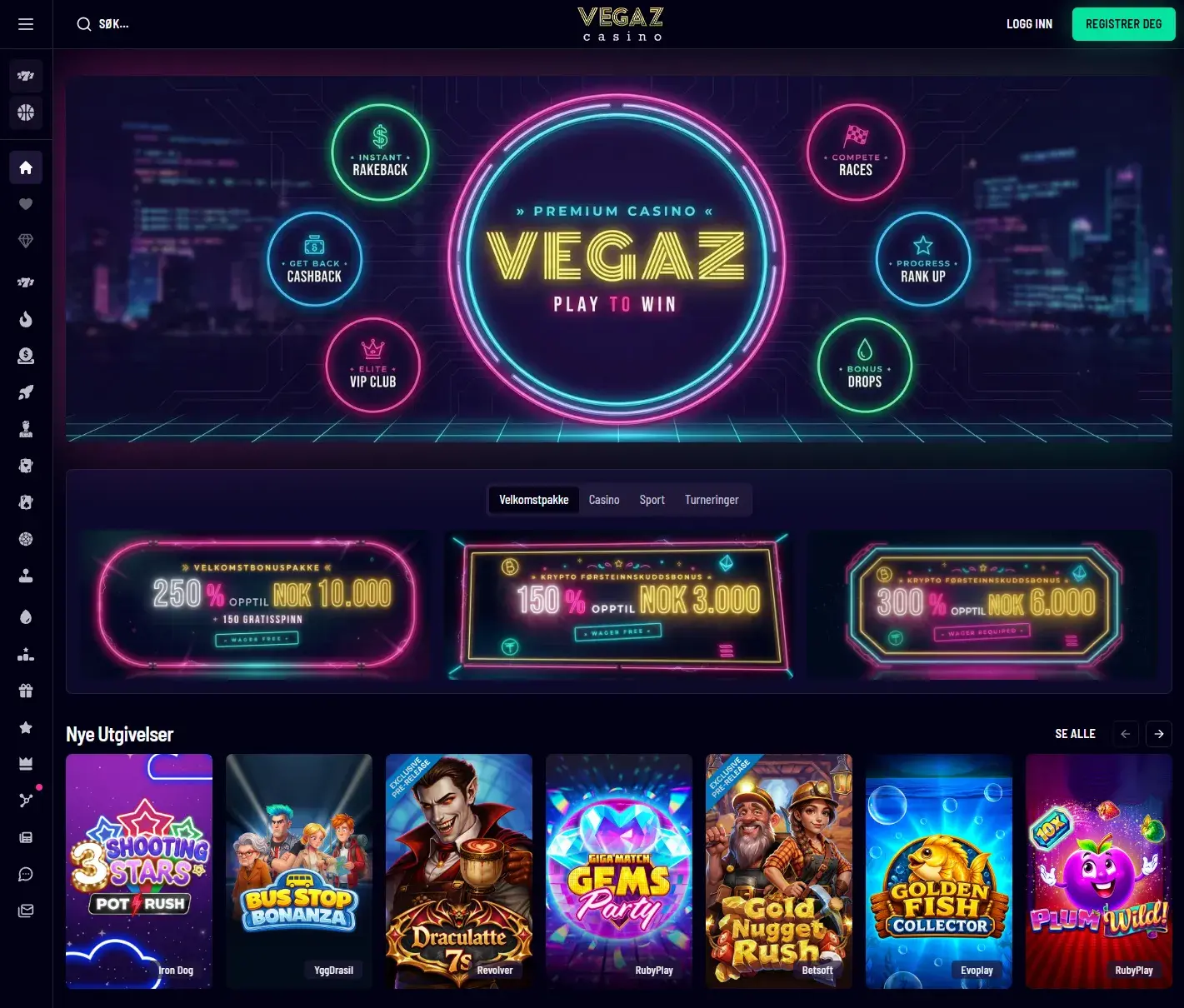 Vegaz Casino forside