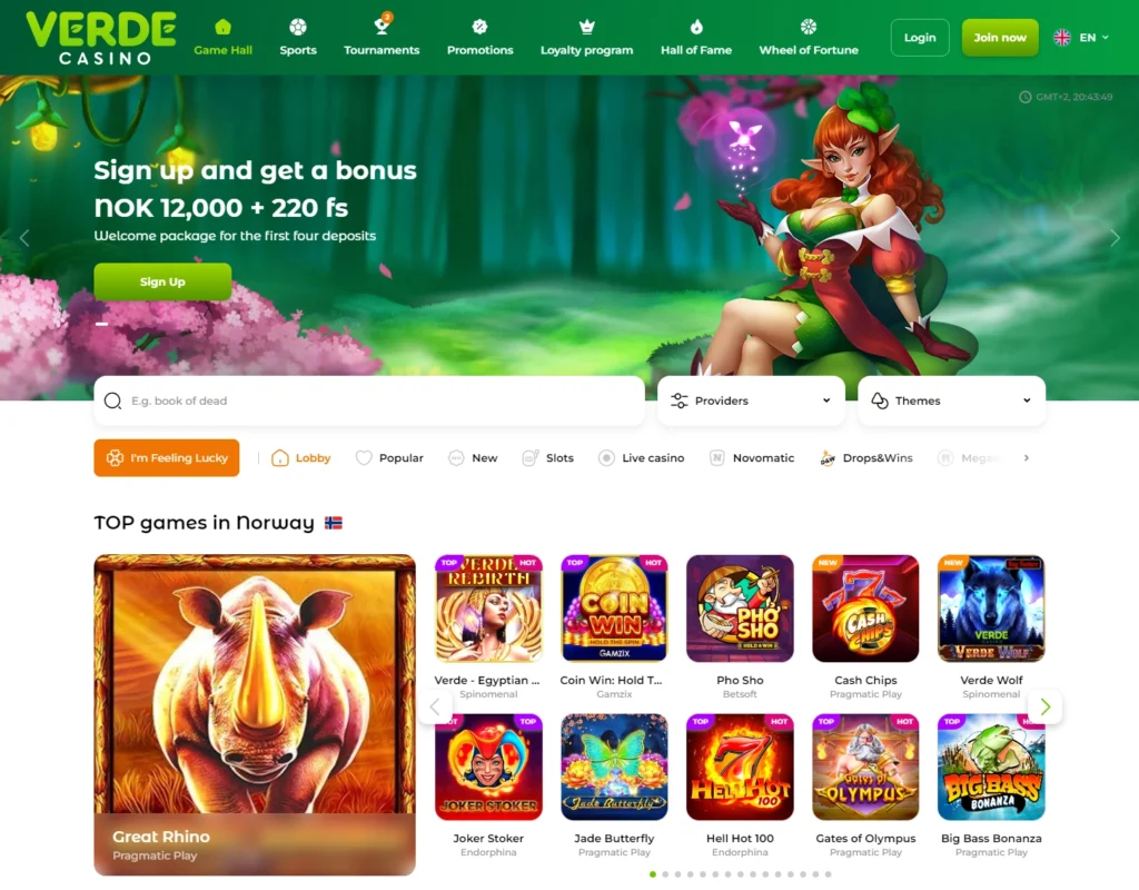 Verde Casino forside