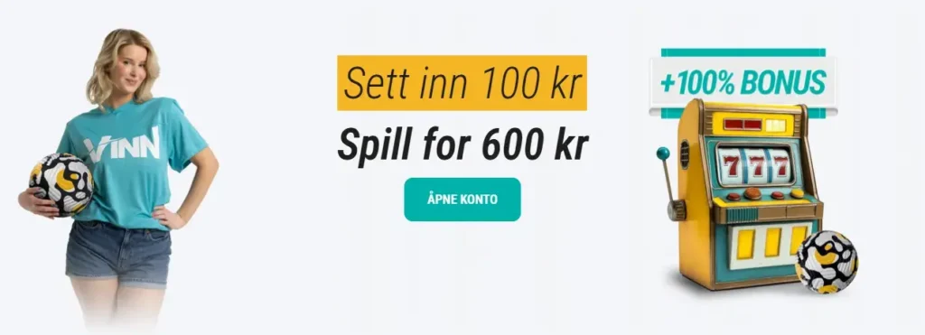 Tidligere skjermbilde av Vinns velkomsttilbud