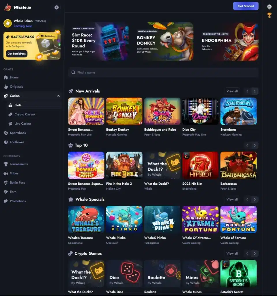 Whale Casino Spillutvalg