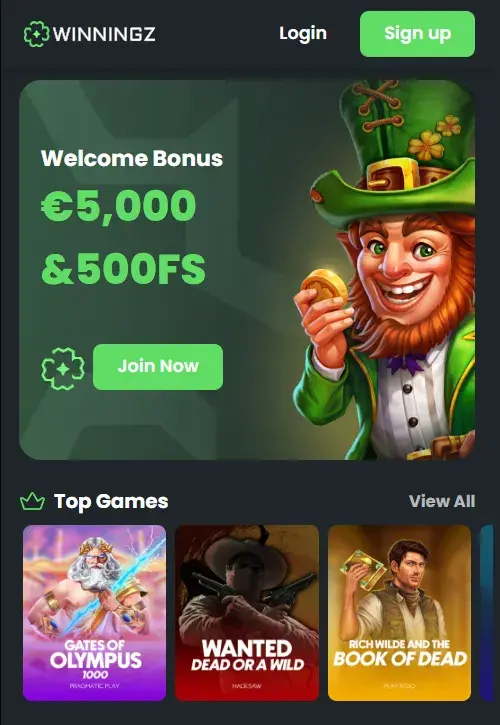 Winnings Casino - Index mobile
