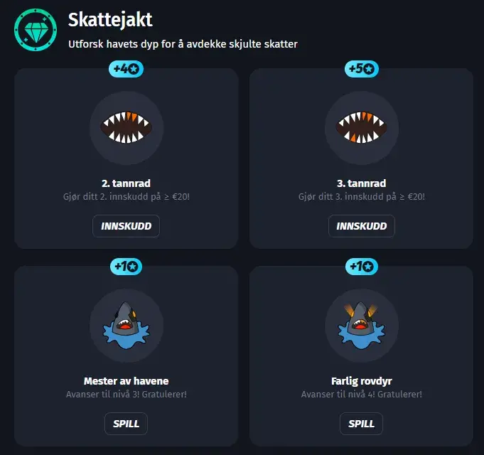 oppnåelser skattejakt