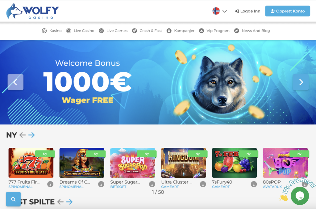 Wolfy Casino forside