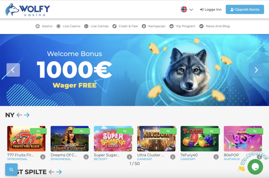 Wolfy Casino forside