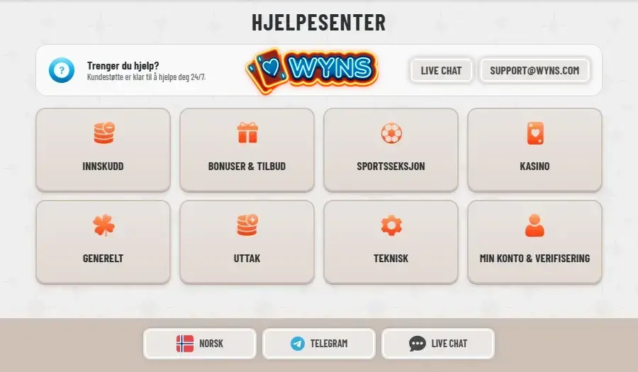 Wyns Casino Hjelpcenter