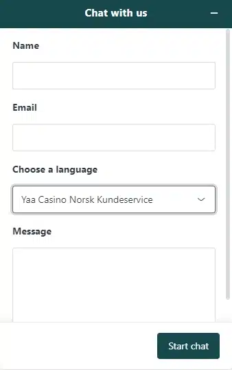 Norsk kundeservice hos Yaa Casino 