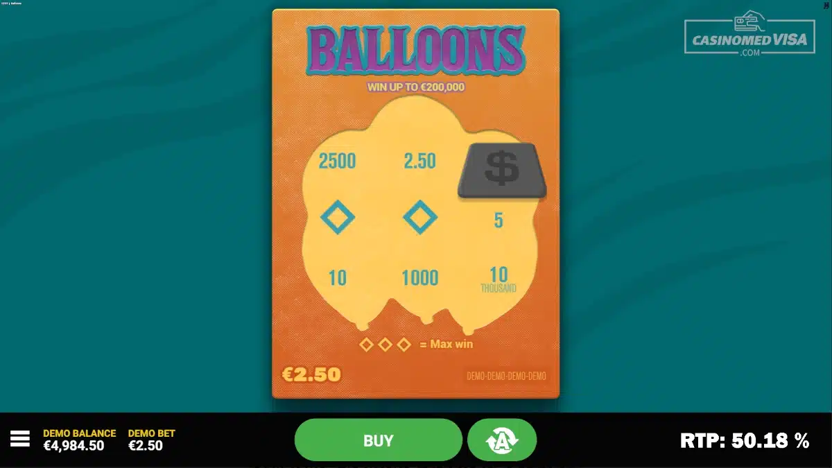 Balloons skrapelodd - RTP 50.18 - Hacksaw Gaming